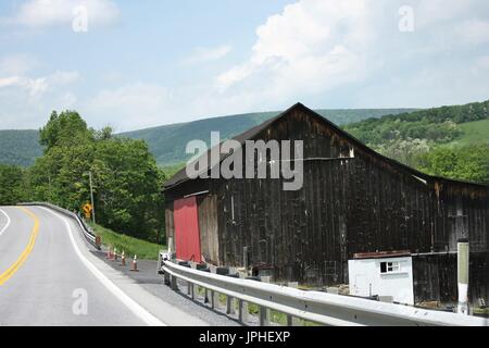 An empty barn along Lincoln Highway Stock Photo