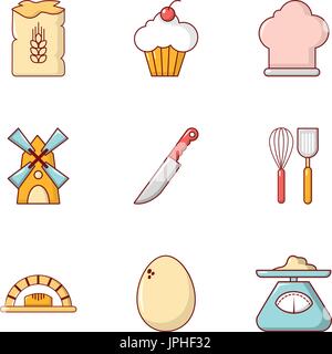 Cooking tools icons set, flat style Stock Vector