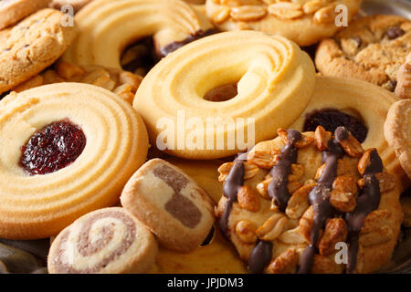 Mix of different biscuits close-up. Background horizontal Stock Photo