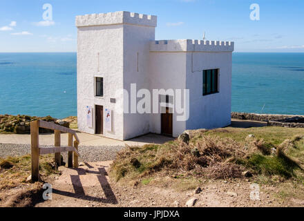 Ellin's Tower RSPB information centre on sea cliffs in South Stack Cliffs nature reserve. Holyhead Holy Island Isle of Anglesey (Ynys Mon) Wales UK Stock Photo