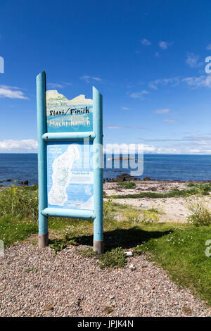 The Kintyre Way Information Board at Machrihanish, Kintyre Peninusla, West Coast of Scotland, United Kingdom Stock Photo