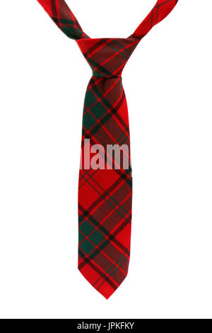 Tied neck ties hanging on a white background Stock Photo