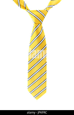 Tied neck ties hanging on a white background Stock Photo