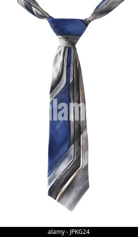 Tied neck ties hanging on a white background Stock Photo
