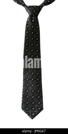 Tied neck ties hanging on a white background Stock Photo