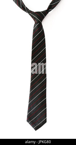 Tied neck ties hanging on a white background Stock Photo