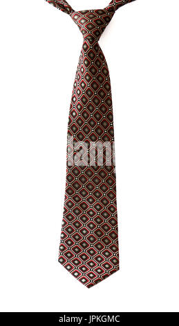Tied neck ties hanging on a white background Stock Photo