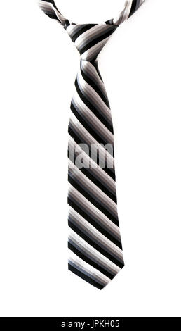 Tied neck ties hanging on a white background Stock Photo