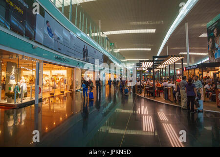 Barcelona El Prat Airport BCN. It is the main airport of Catalonia, the second largest and second busiest in Spain and the seventh busiest in Europe. Stock Photo