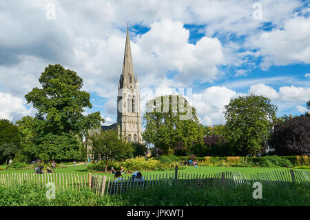 St Mary's New Church on Church Street, from Clissold Park, Stoke Newington, London UK Stock Photo