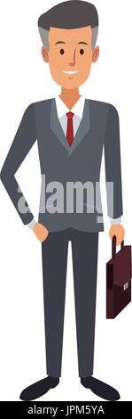 business successful man dressed in a suit standing with breifcase Stock Vector