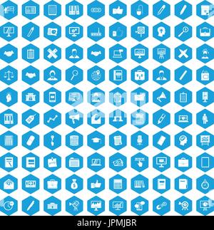100 finance icons set blue Stock Vector