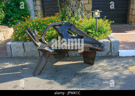 original wooden bench in a park Stock Photo