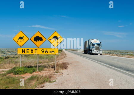 Famous road sign at Eyre Highway in Nullarbor Plain. Stock Photo