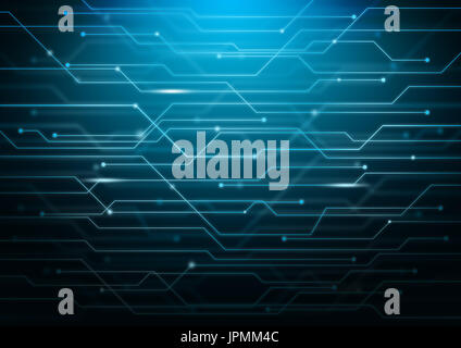 Abstract blue background with circuit board theme Stock Photo