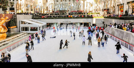 Ice skaters at Rockefeller Plaza Stock Photo