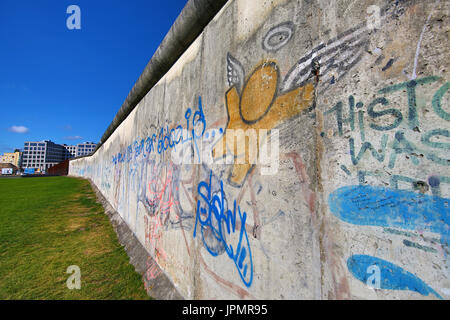 Preserved sections of the Berlin Wall at the Berlin Wall Memorial on Bernauer Strasse, Berlin, Germany Stock Photo