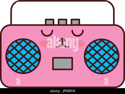 Radio con cinta de casete Kawaii Chibi · Creative Fabrica