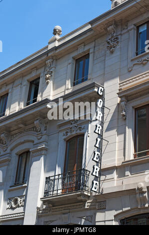 Italy: view of Corriere della Sera, the most important Italian daily newspaper, founded in Milan in 1876, with the historic sign on the palace Stock Photo