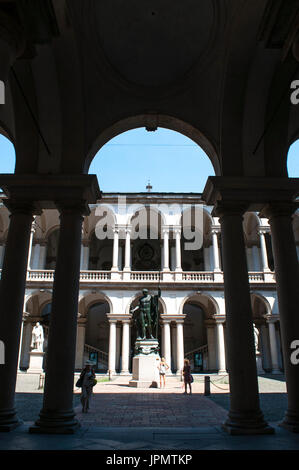 Milan, Italy: the statue of Napoleon as Mars the Peacemaker by Antonio Canova in the main courtyard of Palazzo Brera, home of the Pinacoteca di Brera Stock Photo