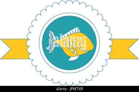 seal stamp with fish icon over white background vector illustration ...