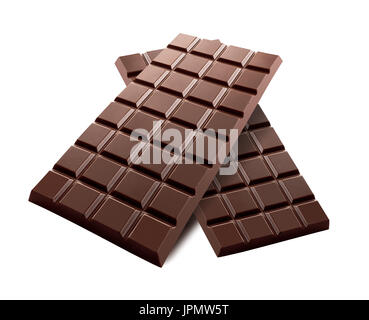 two chocolate bars isolated on a white background. Stock Photo
