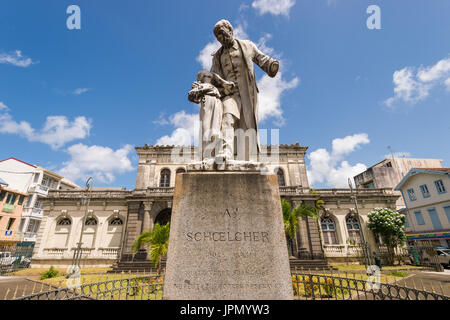 Victor Schoelcher Statue and Former Courthouse in Fort-de-France, Martinique, West Indies Stock Photo