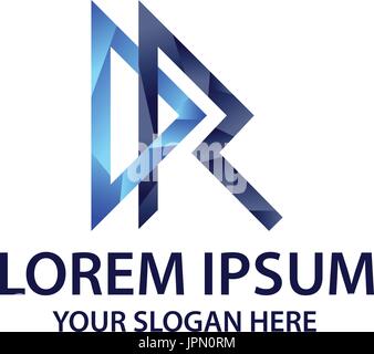 letter DR triangle shape with polygonal style, logo design, isolated on white background. Stock Vector