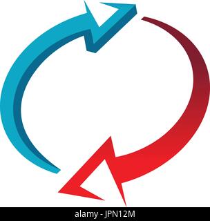 two curved arrows formed an oval shape, icon design, isolated on white background. Stock Vector
