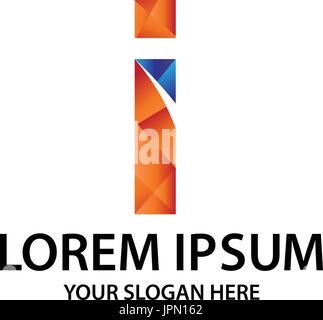 Letter i with polygonal style, logo design, isolated on white background. Stock Vector