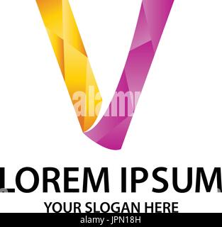 Letter V with polygonal style, logo design, isolated on white background. Stock Vector