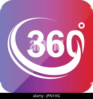 360 degree within a square, icon design, isolated on white background Stock Vector