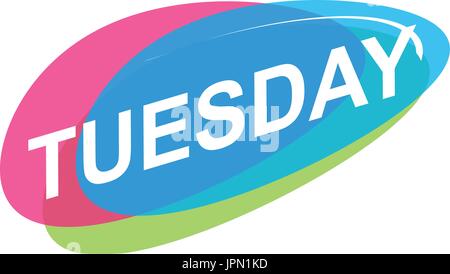 tuesday within colorful oval shapes, icon design, isolated on white background. Stock Vector