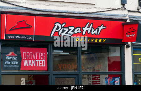 Front Exterior Outside Entrance Of A Pizza Hut Fast Food Shop Stock Photo