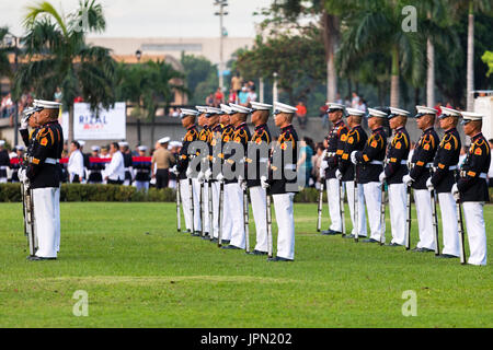 Military parade for the anniversary of the death of Dr. Jose Rizal, Rizal Park, Manila, Philippines Stock Photo