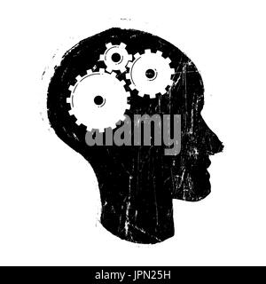 Grunge gear in head. Vector illustration Stock Vector