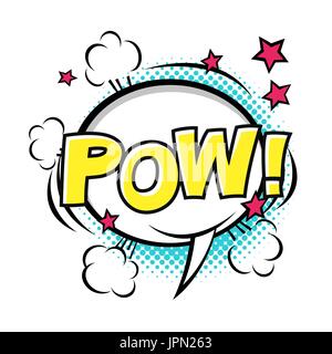 POW! Comic speech bubble, comic sound. Vector cartoon illustrations isolated on white background. Halftones, stars and other elements in separated lay Stock Vector