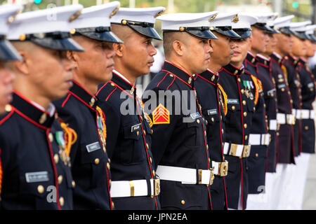 Marines in military parade, Rizal Park, Manila, Philippines Stock Photo