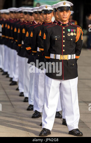 Marines in military parade, Rizal Park, Manila, Philippines Stock Photo