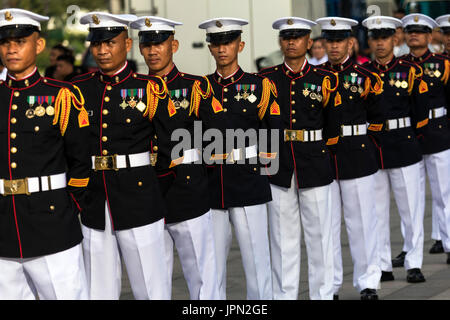 Marines in military parade, Rizal Park, Manila, Philippines Stock Photo