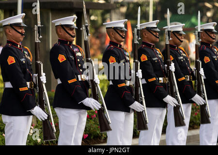 Marines in military parade, Rizal Park, Manila, Philippines Stock Photo