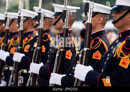 Marines in military parade, Rizal Park, Manila, Philippines Stock Photo