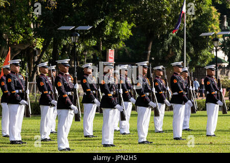 Marines in military parade, Rizal Park, Manila, Philippines Stock Photo