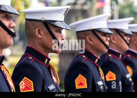 Marines in military parade, Rizal Park, Manila, Philippines Stock Photo