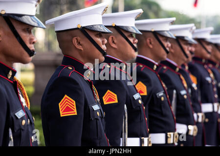 Marines in military parade, Rizal Park, Manila, Philippines Stock Photo