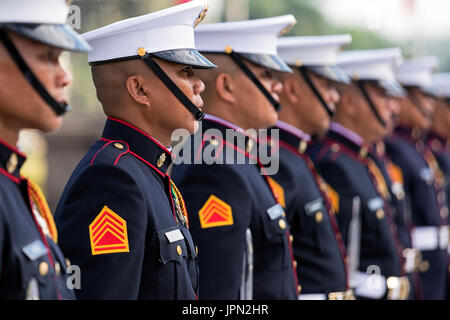 Marines in military parade, Rizal Park, Manila, Philippines Stock Photo