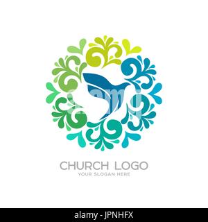 Church logo. Christian symbols. Dove - the symbol of the Holy Spirit Stock Vector