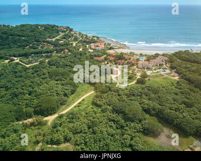 Luxury rsort in Nicaragua coast aerial drone view. Houses in Pacific coast line Stock Photo