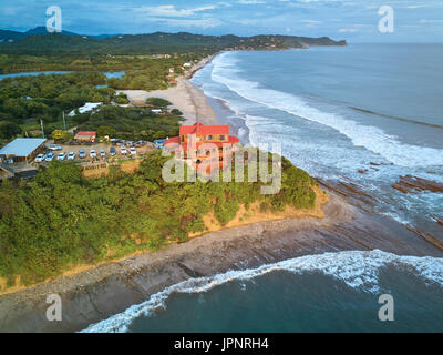 Santana beach aerial drone view in Nicaragua. Shore line for surfers Stock Photo