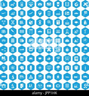 100 globe icons set blue Stock Vector